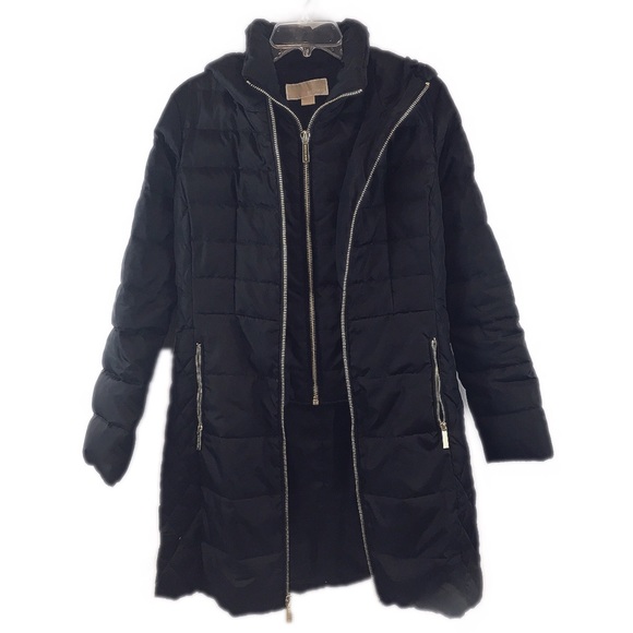 MICHAEL Michael Kors Jackets & Blazers - Michael Kors Black High Low Puffer Coat - B23